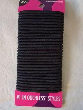 Ouchless Black Hair Elastics - Pack of 30
